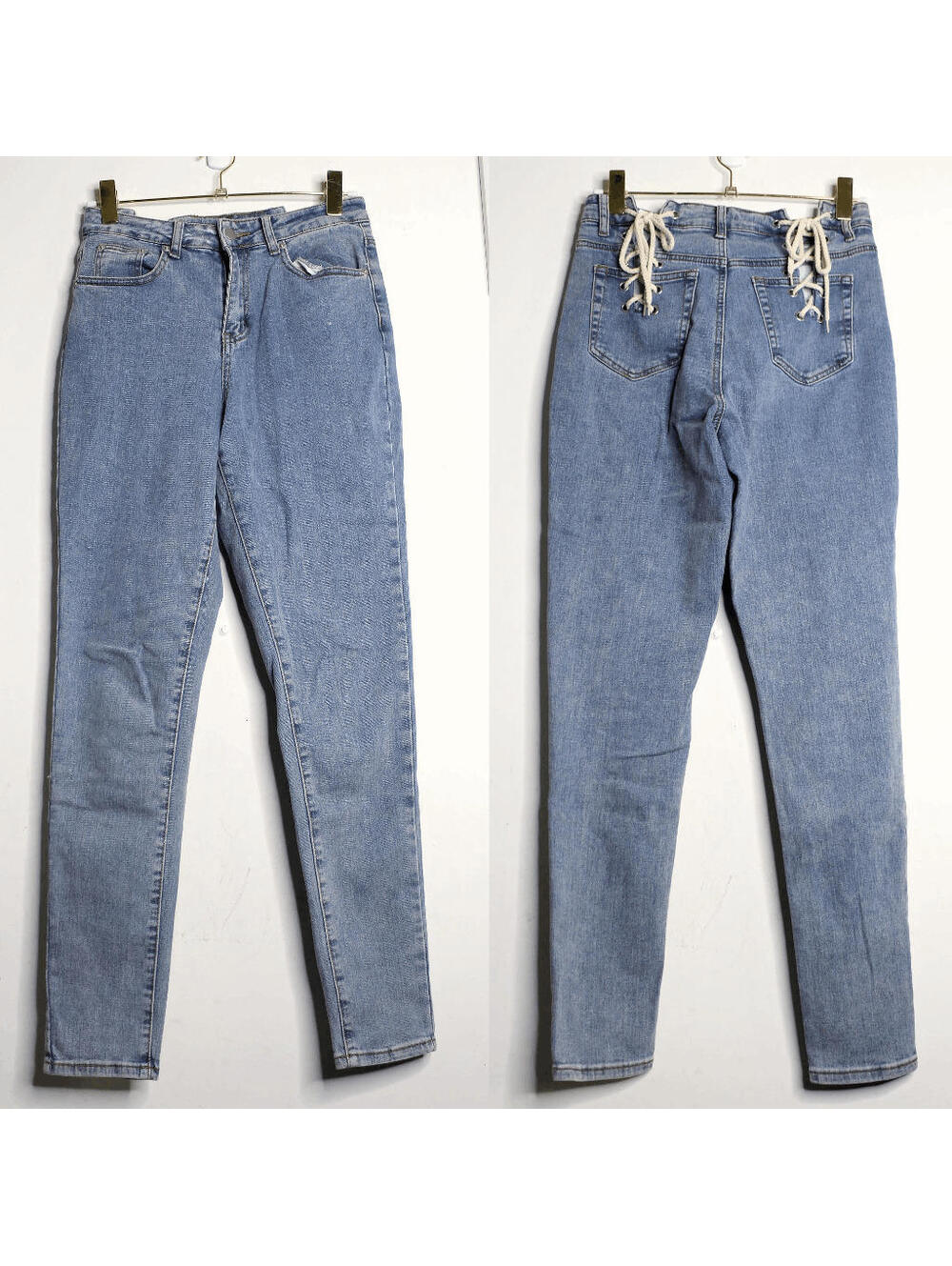 FN Back Lace Up Sexy Light Wash Denim - 7